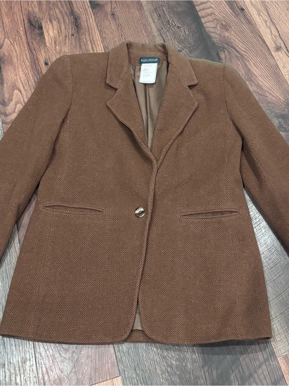 Harve Benard Camel Color Textured Single-Button Blazer in size 10